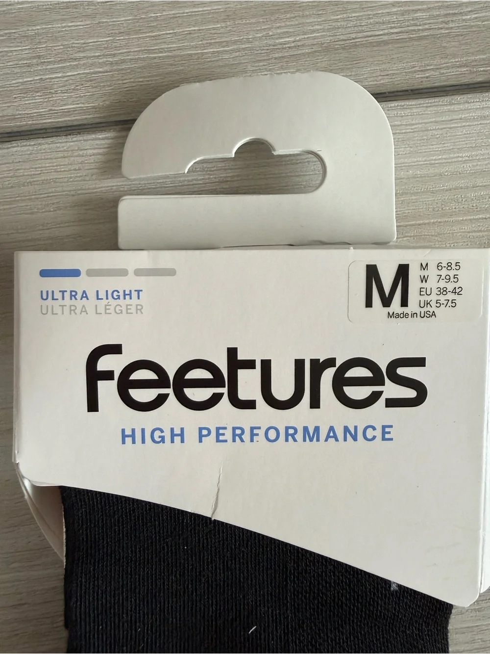 Feetures High Performance Ultra Light Socks 2 Pair Black Medium NWT